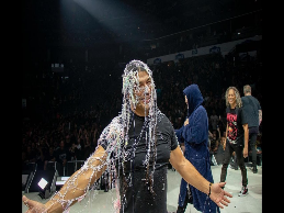 Robert got sprayed with silly string